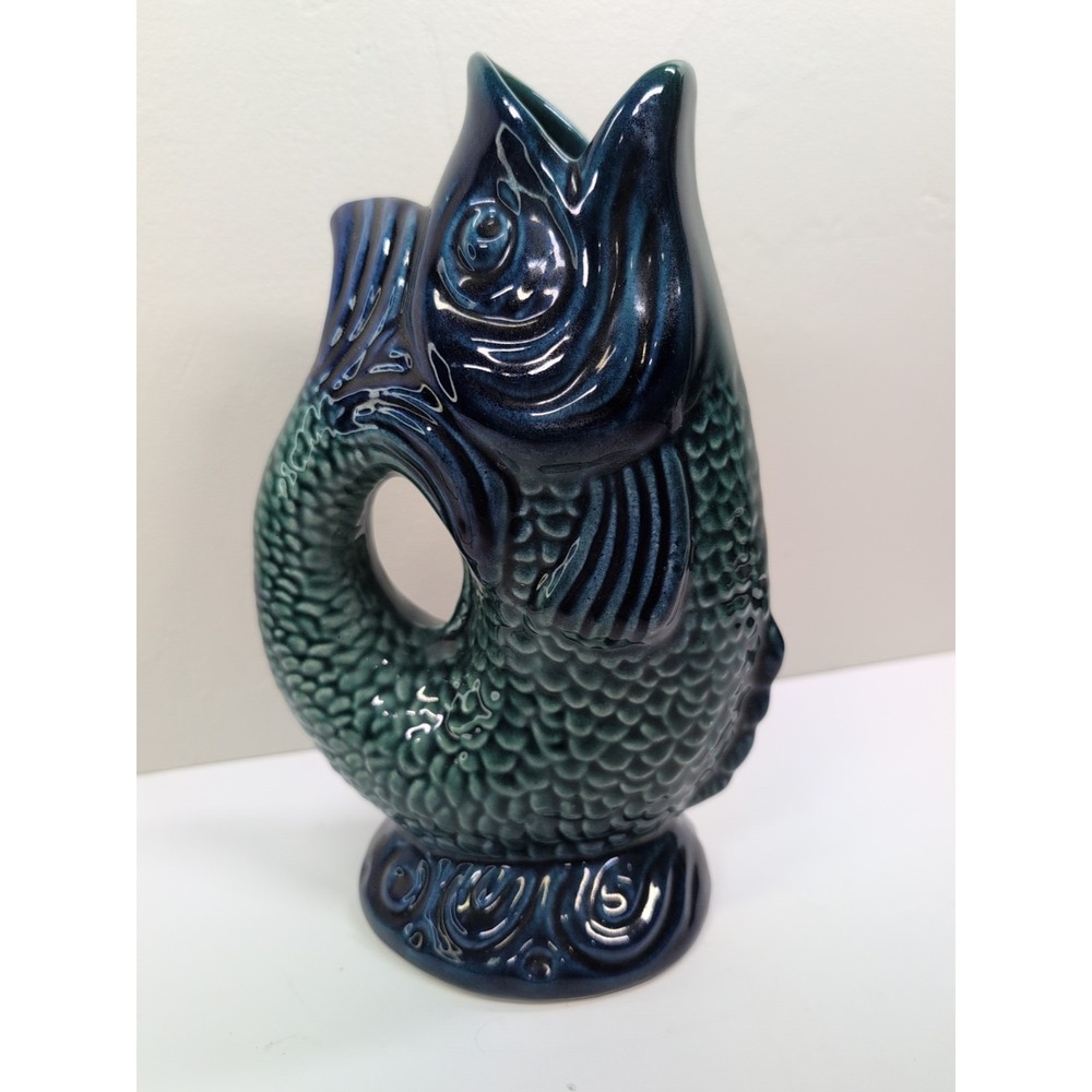 Vintage( Suspected )Olfaire Fish Shaped Gurgle Jug Pitcher Ceramic - Picture 2 of 8